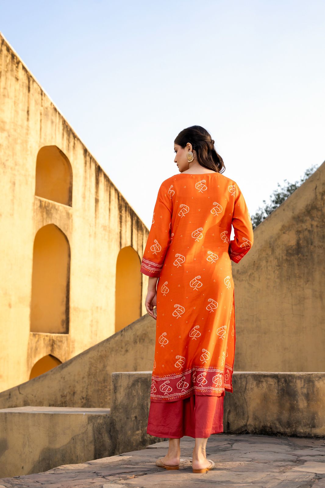 Kesariya Gul Kurti Pant Set