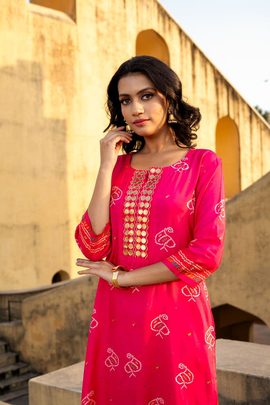 Gulabi Gul Kurti Pant Set
