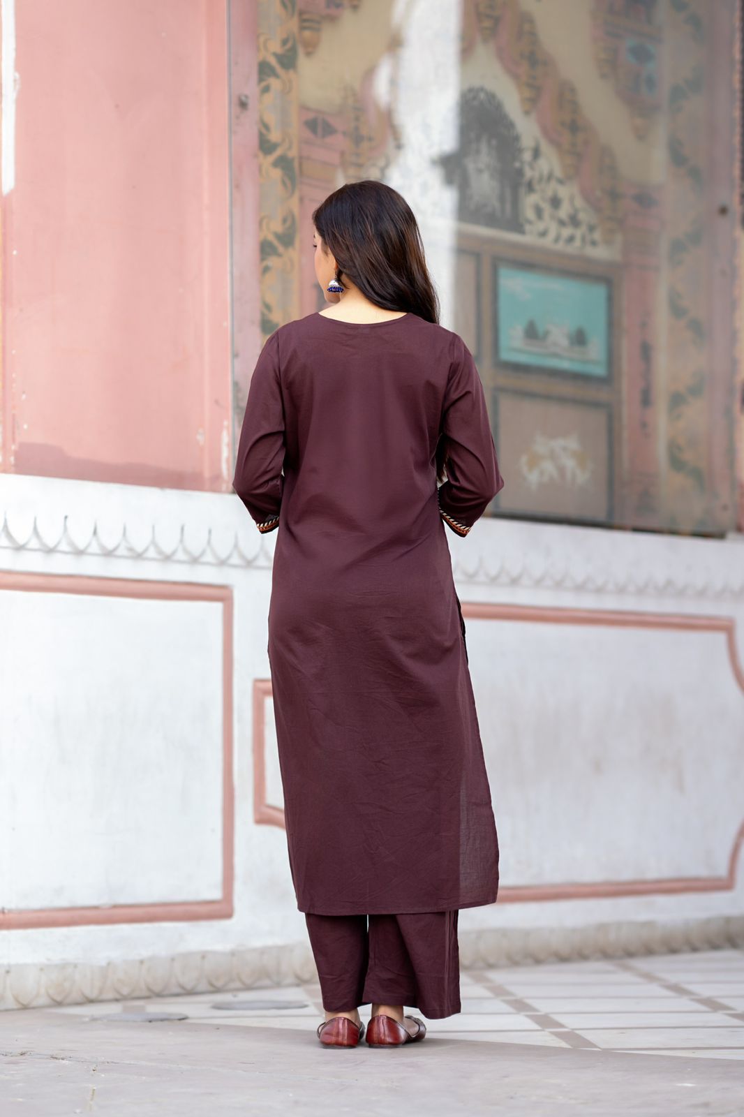 Zehra Mocha Kurti Pant Dupatta Set Suit
