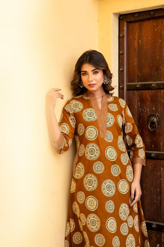 Gulbahar Ochre Kurti Pant Set
