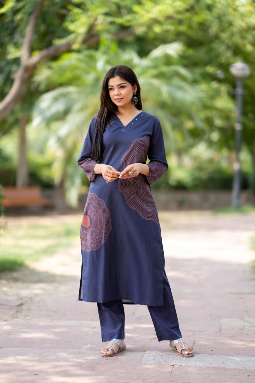 Ira Neel Kurti Pant Dupatta Set Suit