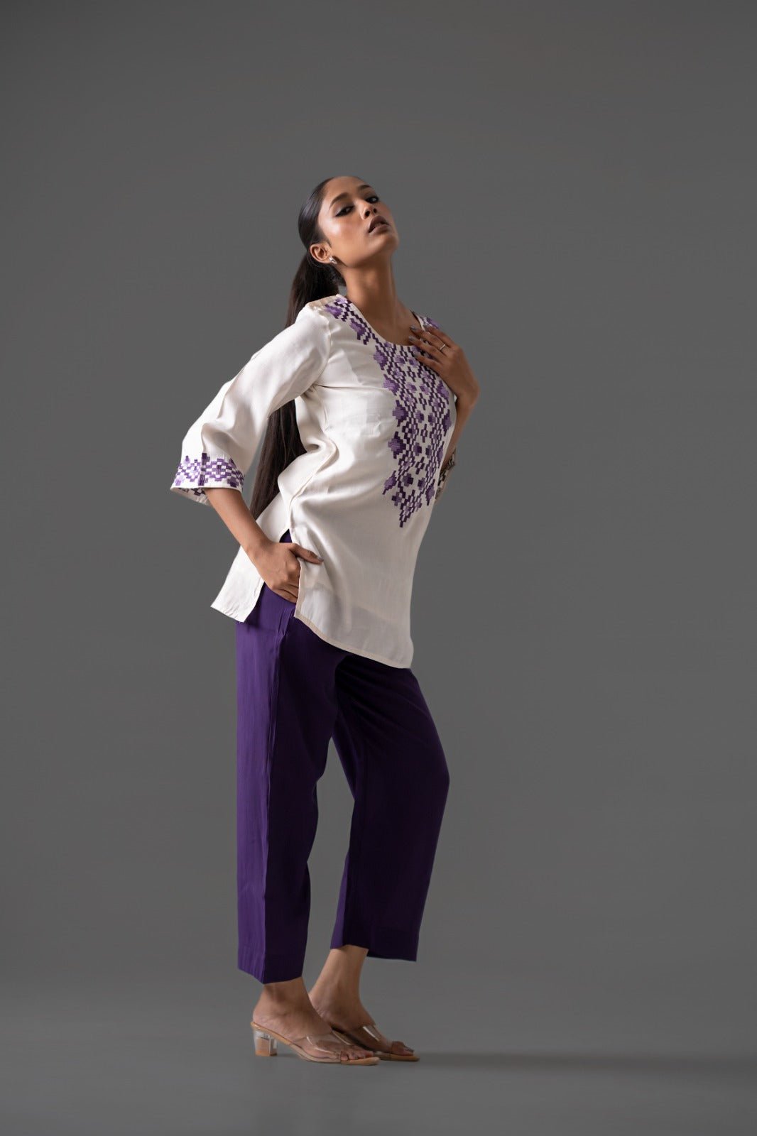 Ivory Orchid Muslin Co-ord Set