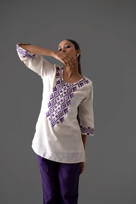 Ivory Orchid Muslin Co-ord Set