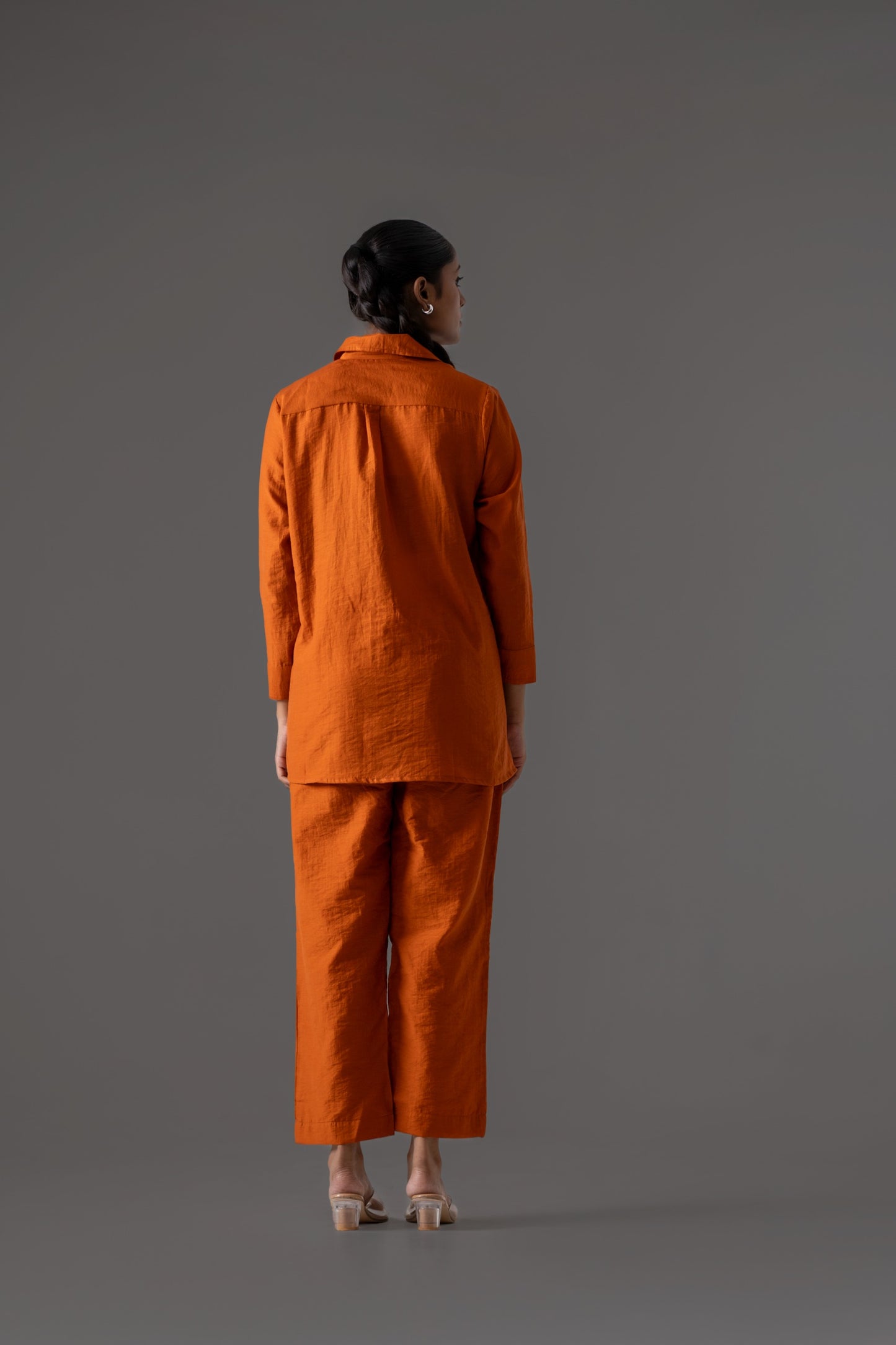 Rust Glow Mul Chanderi Co-ord Set
