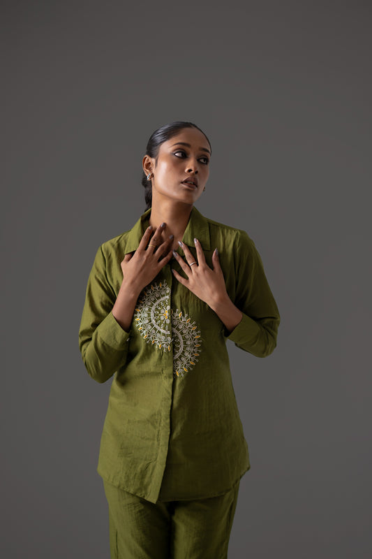 Olive Grace Mul Chanderi Co-ord Set