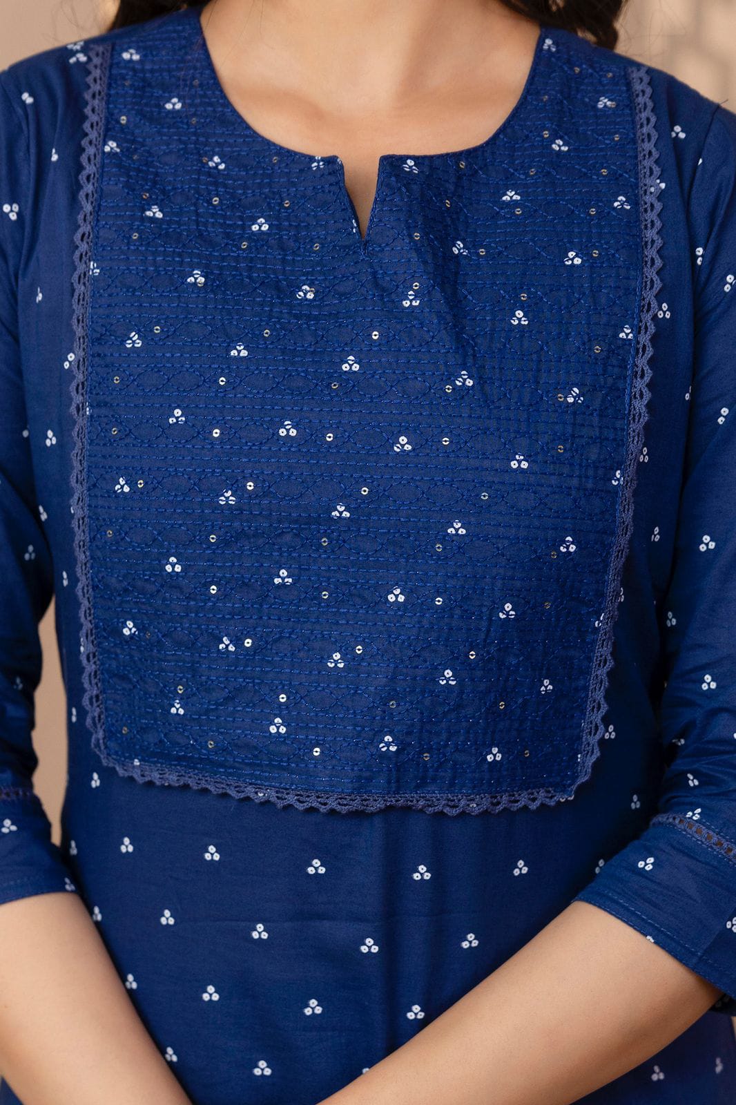 Ruhani Indigo Pure Jaipuri Cotton Suit Set