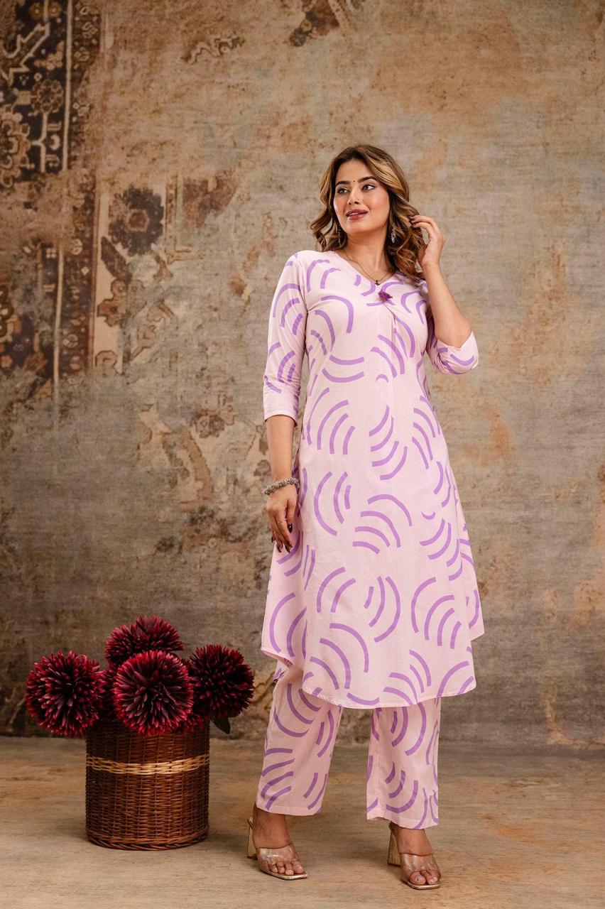 Lavender Arc Pure Jaipuri Soft Cotton Co-ord Set