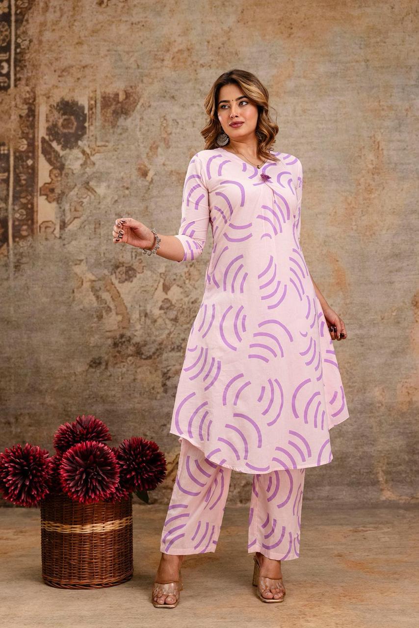 Lavender Arc Pure Jaipuri Soft Cotton Co-ord Set