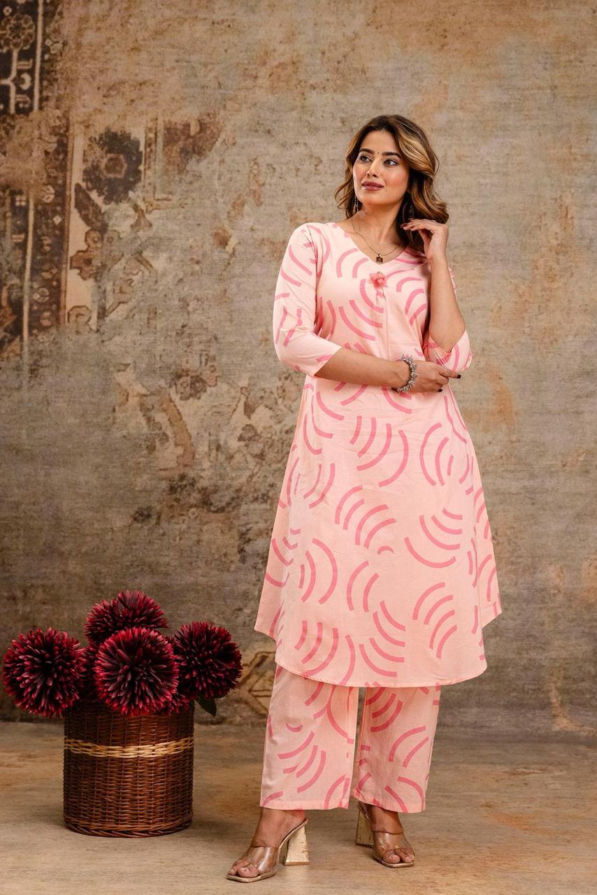 Blush Wave Pure Jaipuri Soft Cotton Co-ord Set