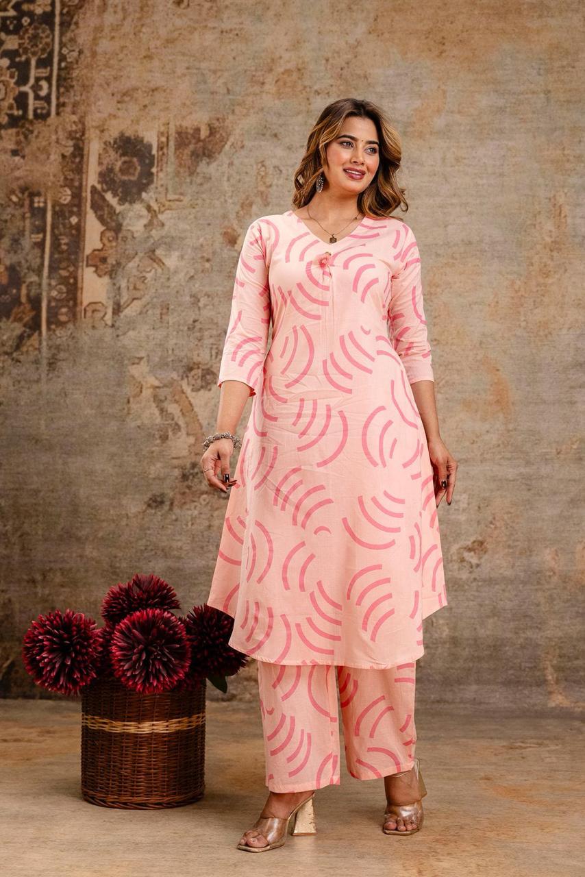 Blush Wave Pure Jaipuri Soft Cotton Co-ord Set