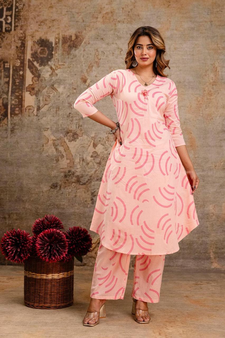 Blush Wave Pure Jaipuri Soft Cotton Co-ord Set
