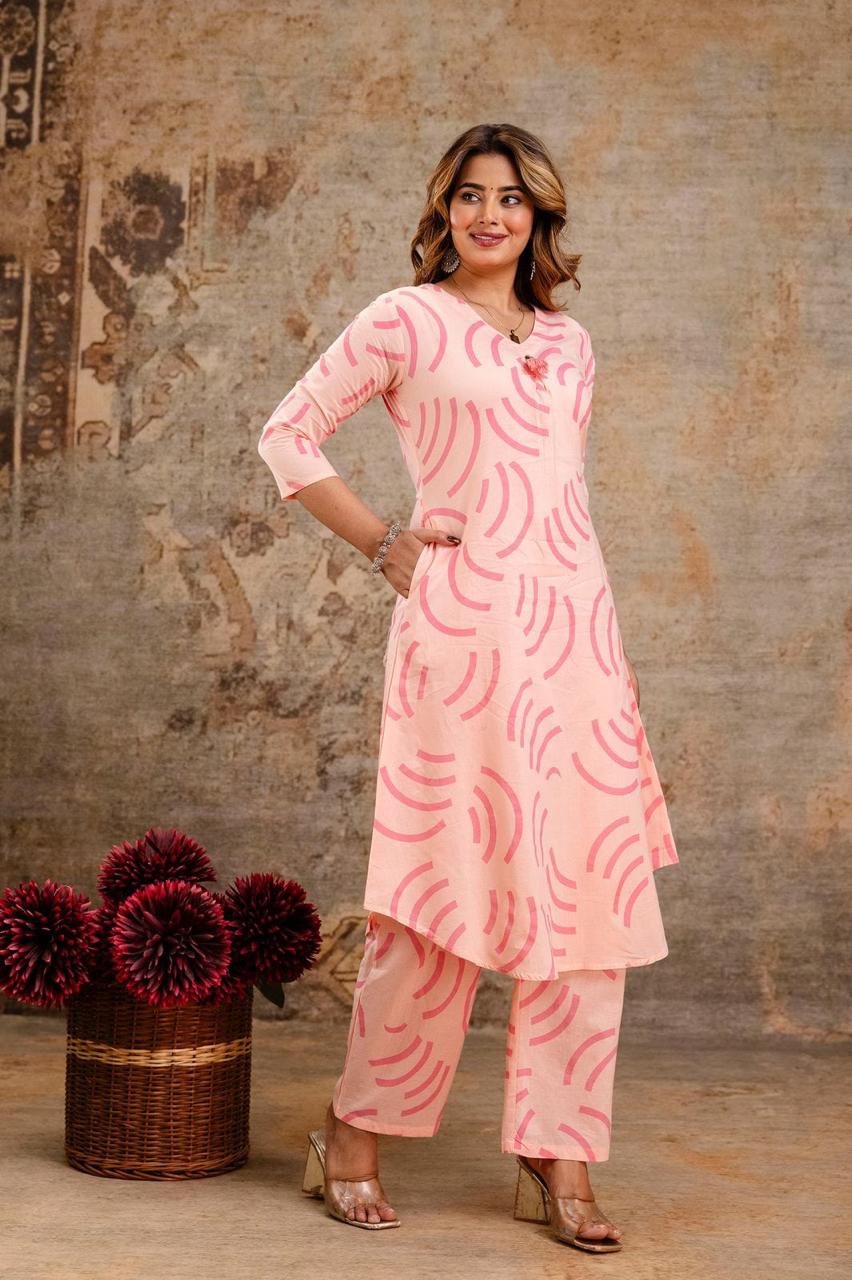 Blush Wave Pure Jaipuri Soft Cotton Co-ord Set