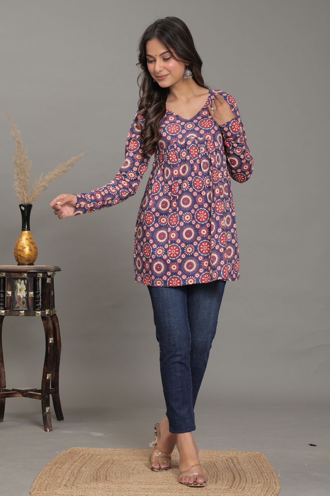 Mandala Bloom Pure Jaipuri Soft Cotton Short Kurti