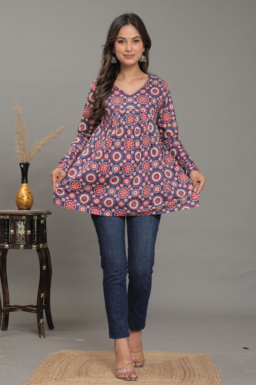 Mandala Bloom Pure Jaipuri Soft Cotton Short Kurti