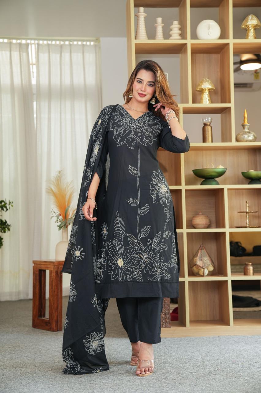 Zehra Noir Pure Jaipuri Soft Cotton Suit Set