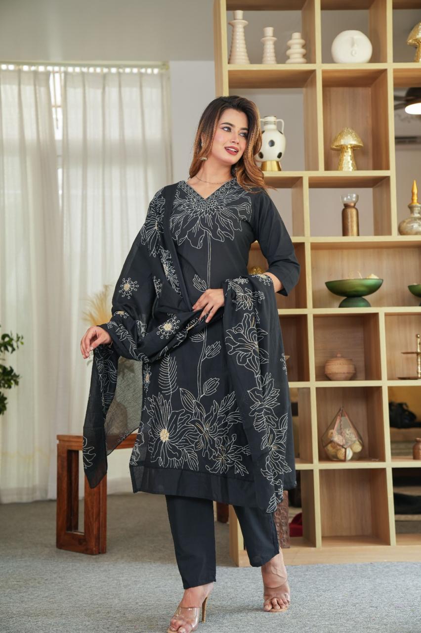 Zehra Noir Pure Jaipuri Soft Cotton Suit Set