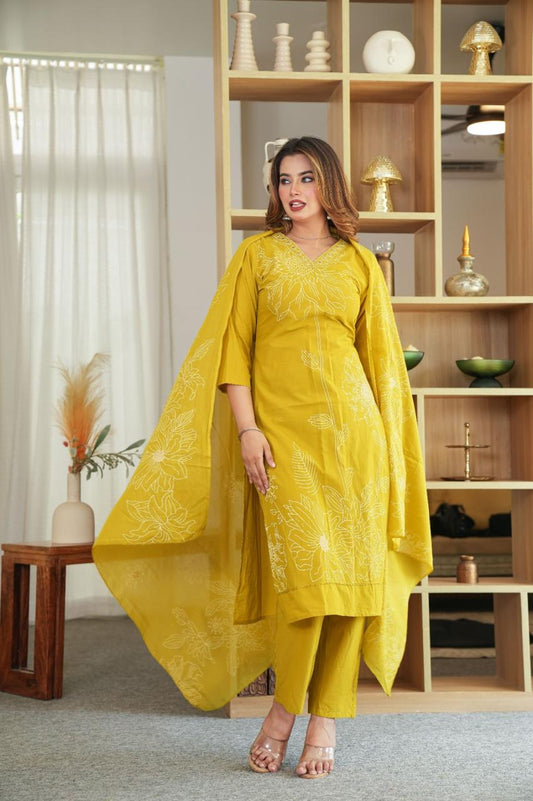 Zehra Mustard Pure Jaipuri Soft Cotton Suit Set