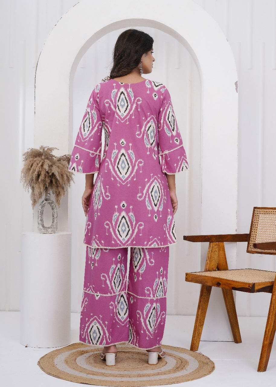 Ruhani Jaipuri Cotton Coord Set – Pink