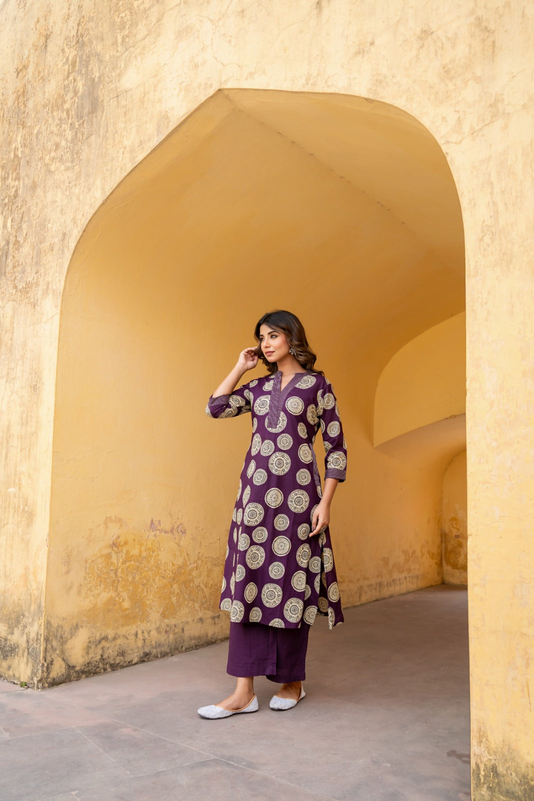 Aarvi Pure Jaipuri Cotton Kurti Pant Set