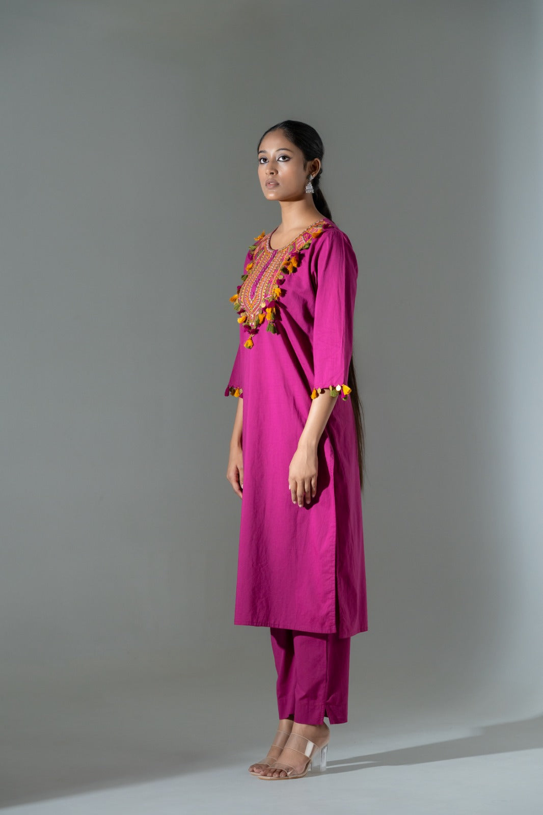 Mehira Pure Jaipuri Cotton Embroidered Kurti Pant Set