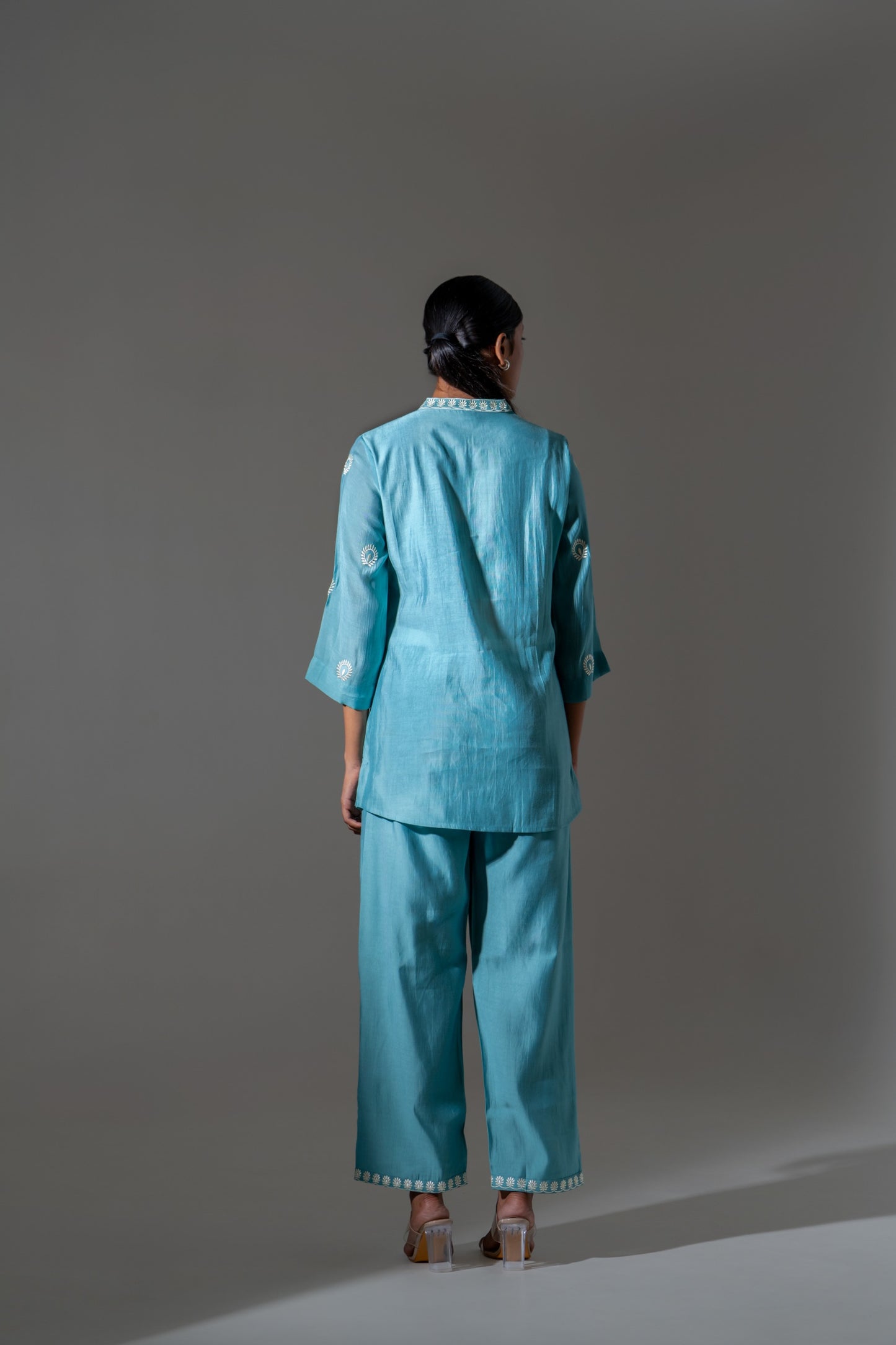 Aqua Grace Mul Chanderi Embroidered Co-ord Set