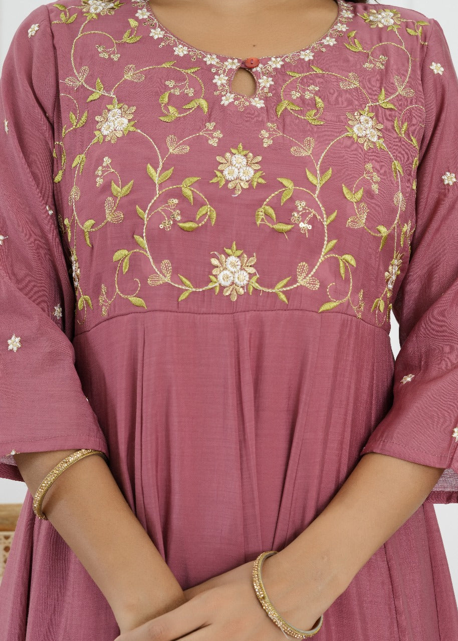 Blush Bloom Mul Chanderi Suit Set