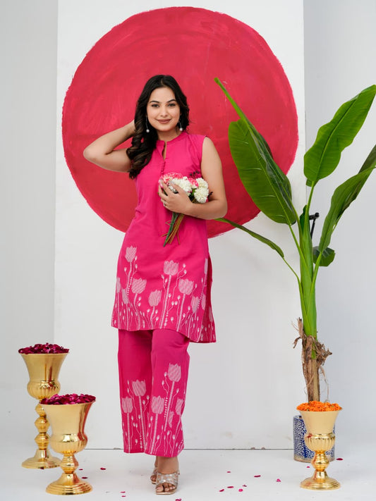 Pink Pure Jaipuri Cotton Digital Print Co-ord Set