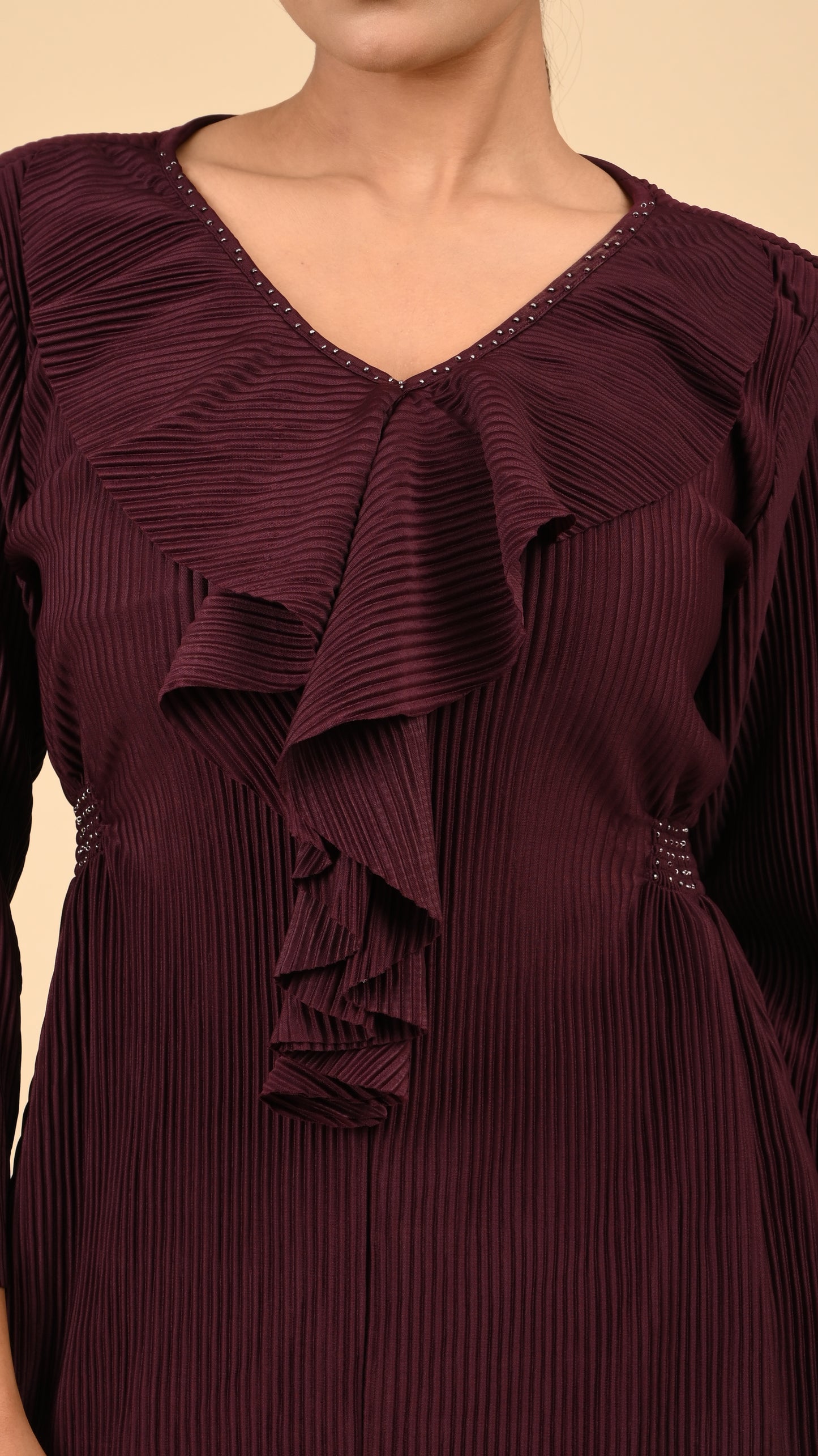 Wine Ruffle Luxe Co-ord Set