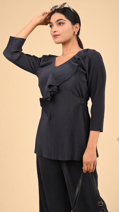 Midnight Pleat Cascade Co-ord Set