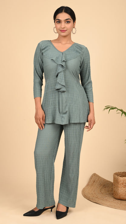 Sage Cascade Pleat Co-ord Set