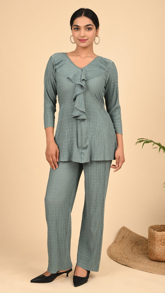 Sage Cascade Pleat Co-ord Set