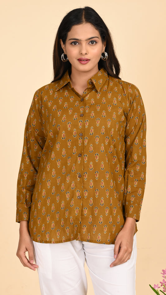 Parijat Mustard Short Kurti Top