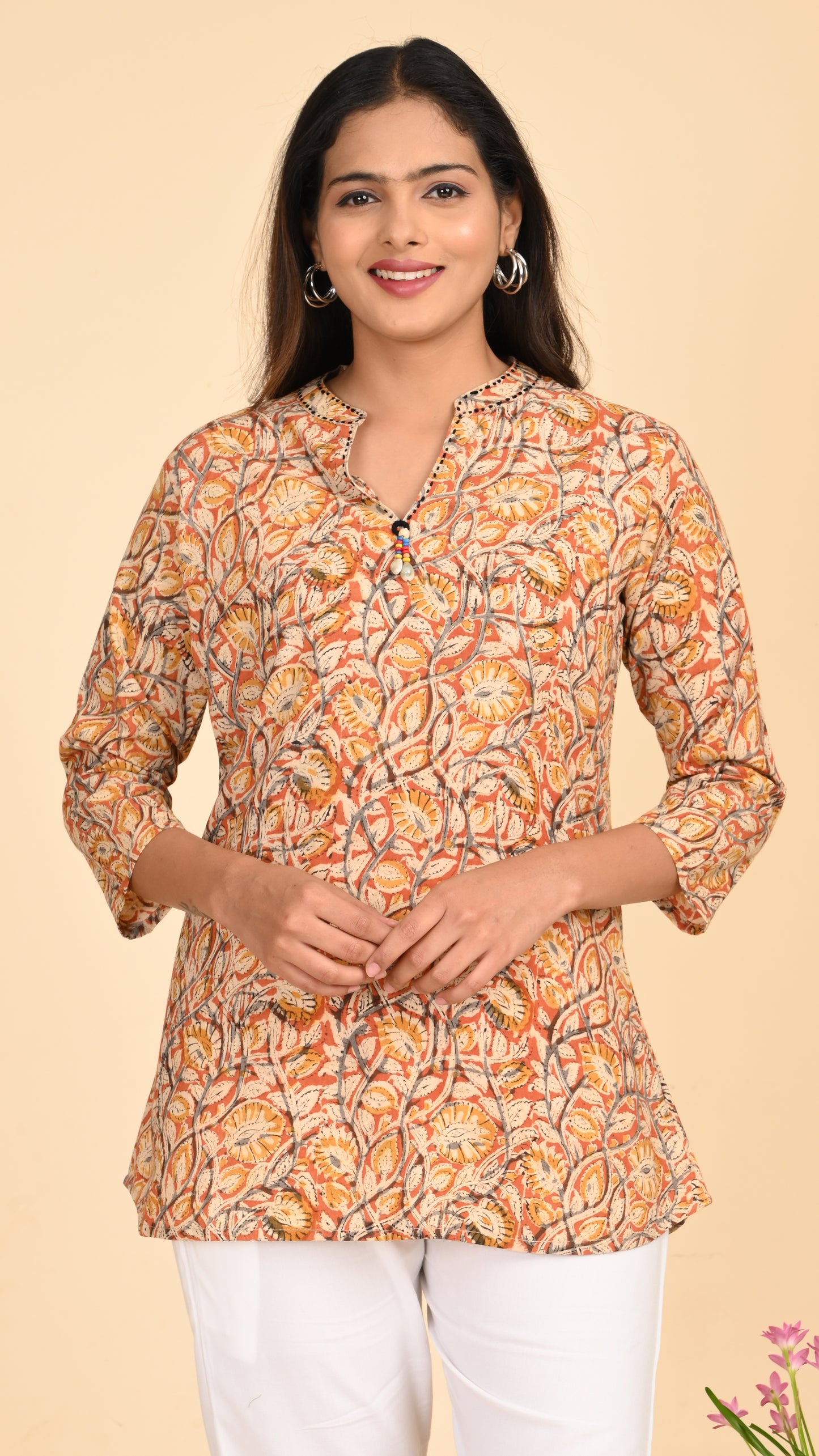 Karwaan Buti Print Short Kurti Top