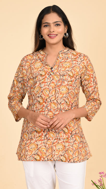Karwaan Buti Print Short Kurti Top