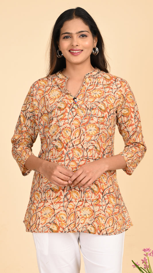 Karwaan Buti Print Short Kurti Top