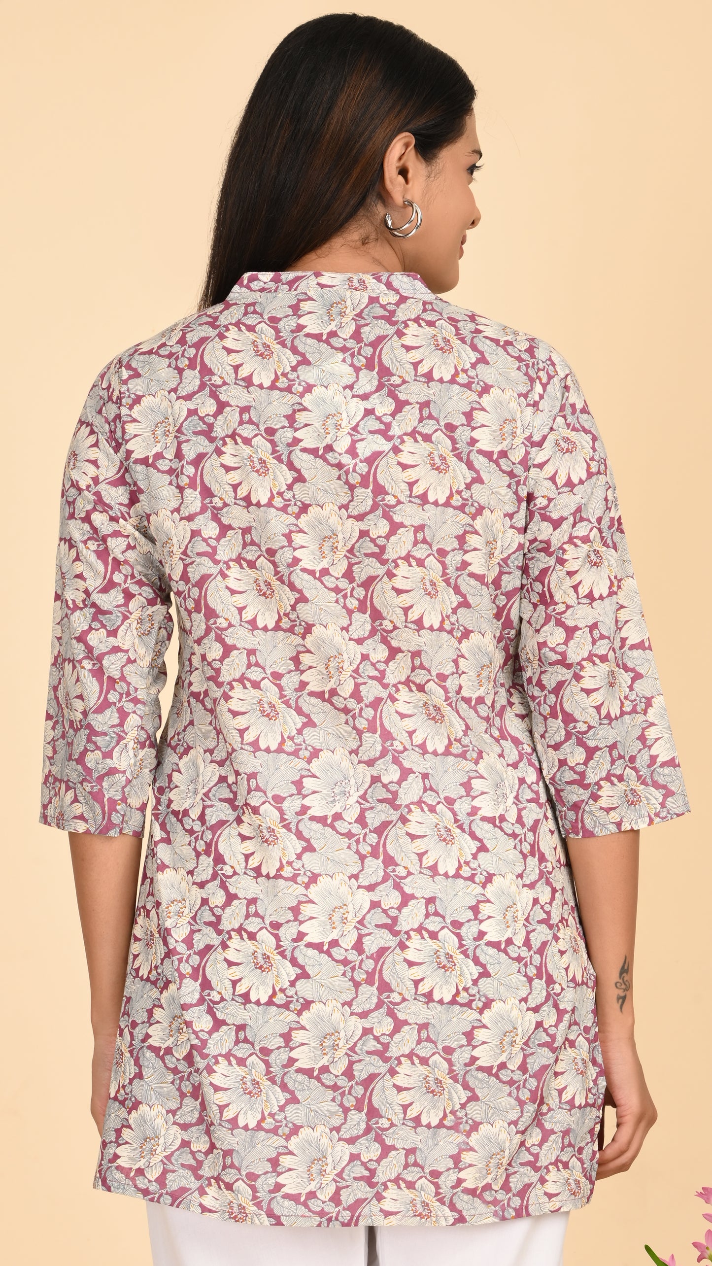 Nayra Mauve Bloom Short Kurti Top
