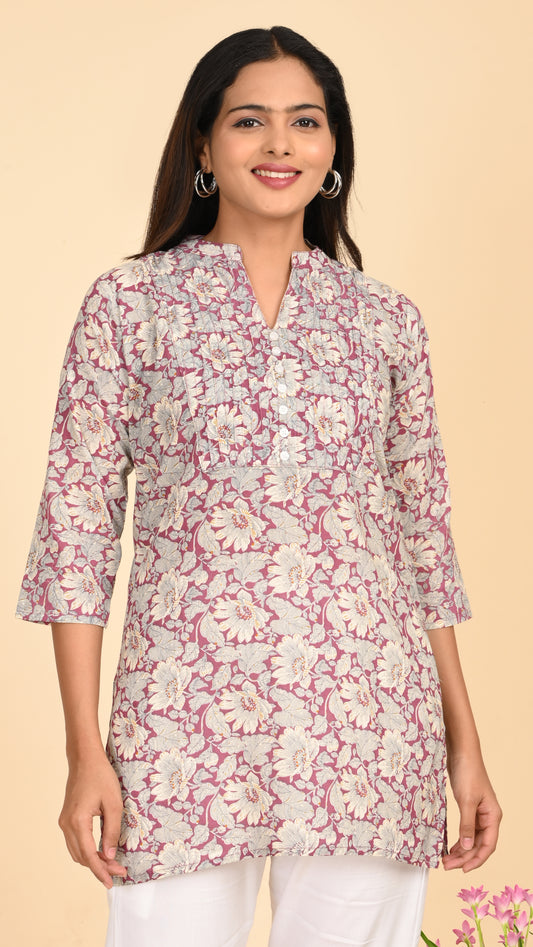 Nayra Mauve Bloom Short Kurti Top