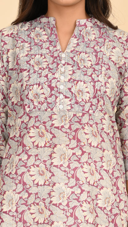 Nayra Mauve Bloom Short Kurti Top