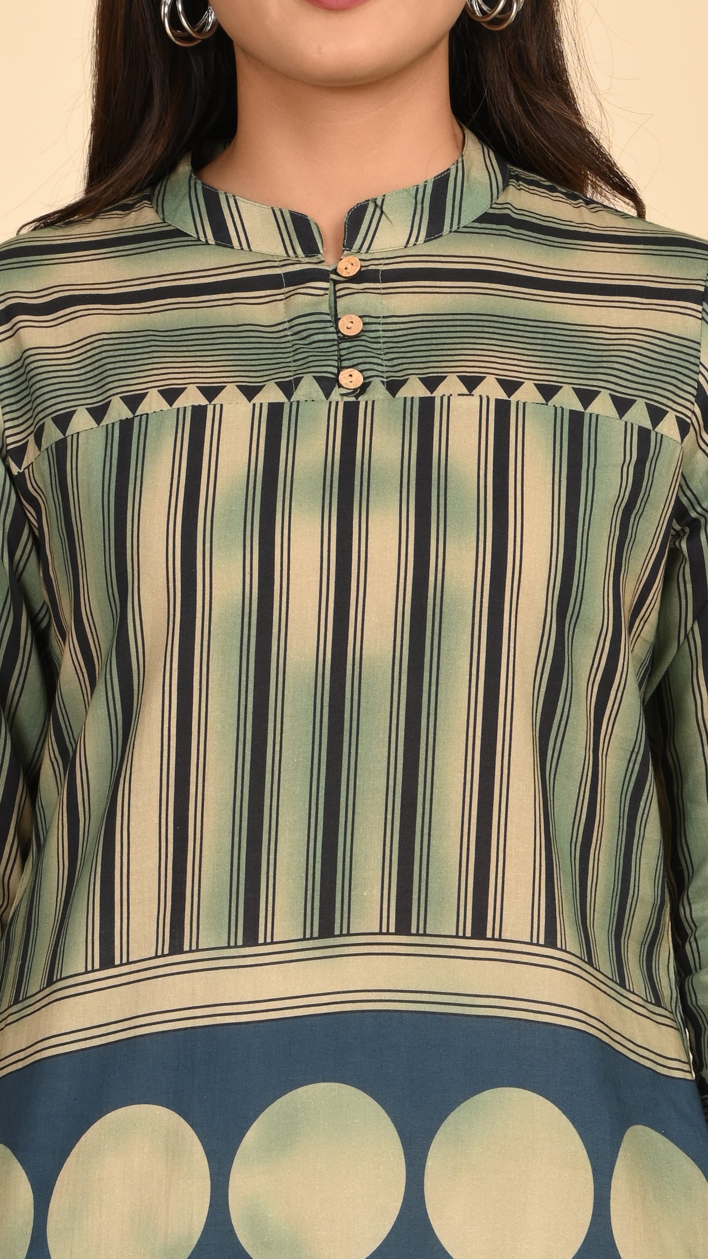 Aranya Tribal Stripe Short Kurti Top