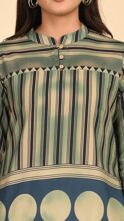 Aranya Tribal Stripe Short Kurti Top