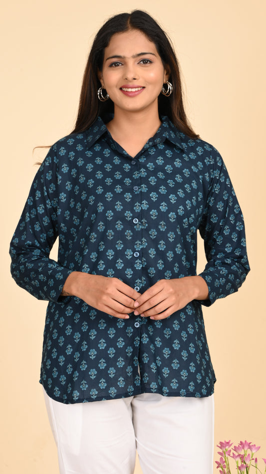 Neelika Indigo Bloom Short Kurti Top