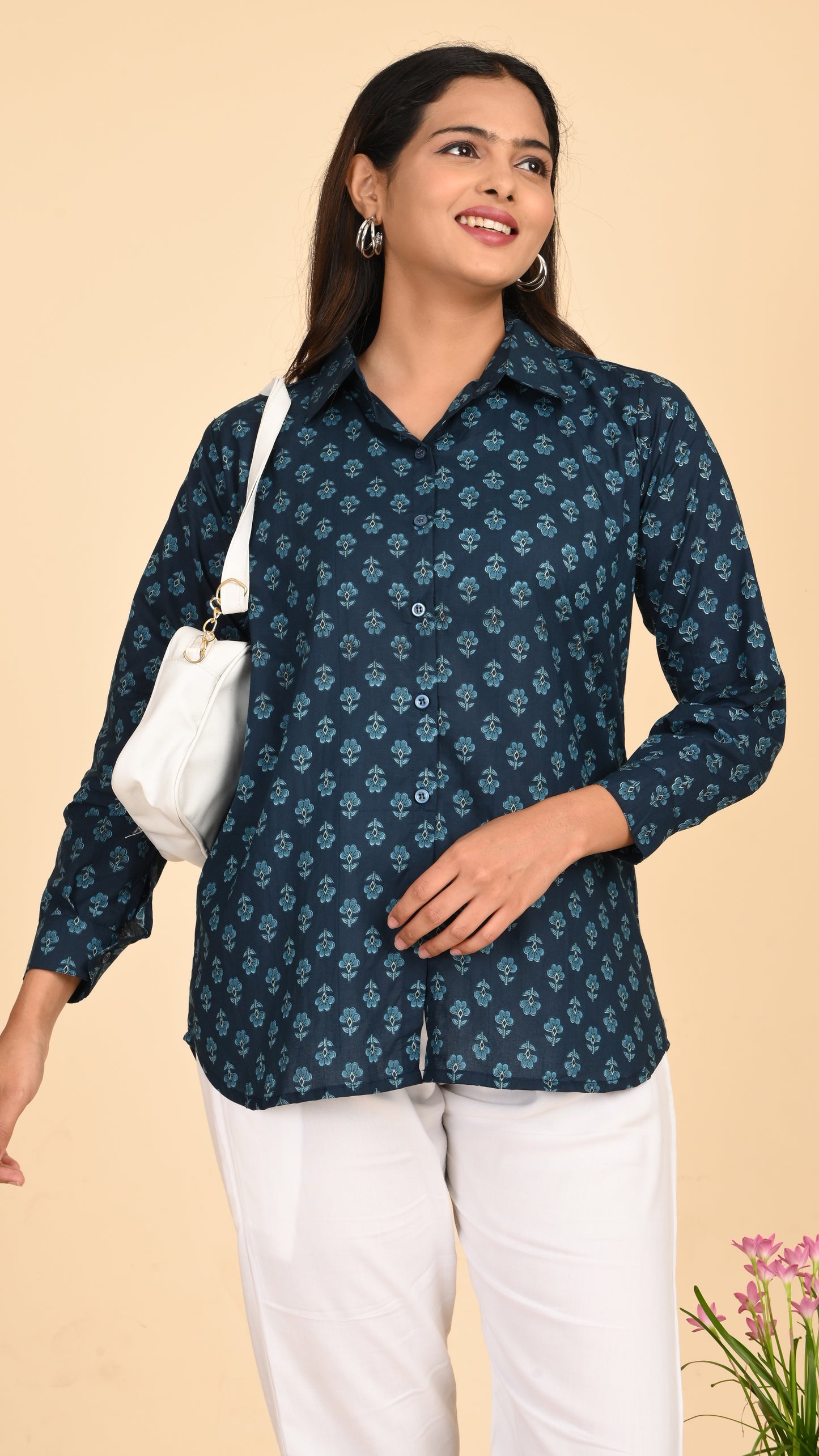 Neelika Indigo Bloom Short Kurti Top