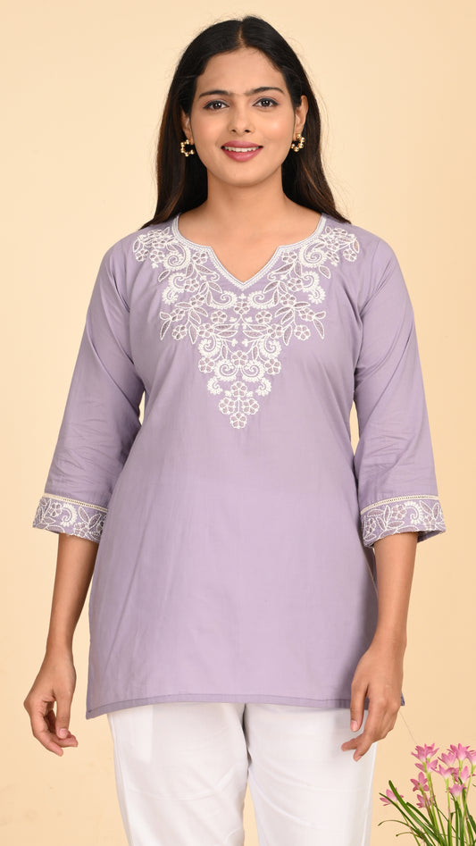 Maisha Lavender Grace Short Kurti Top