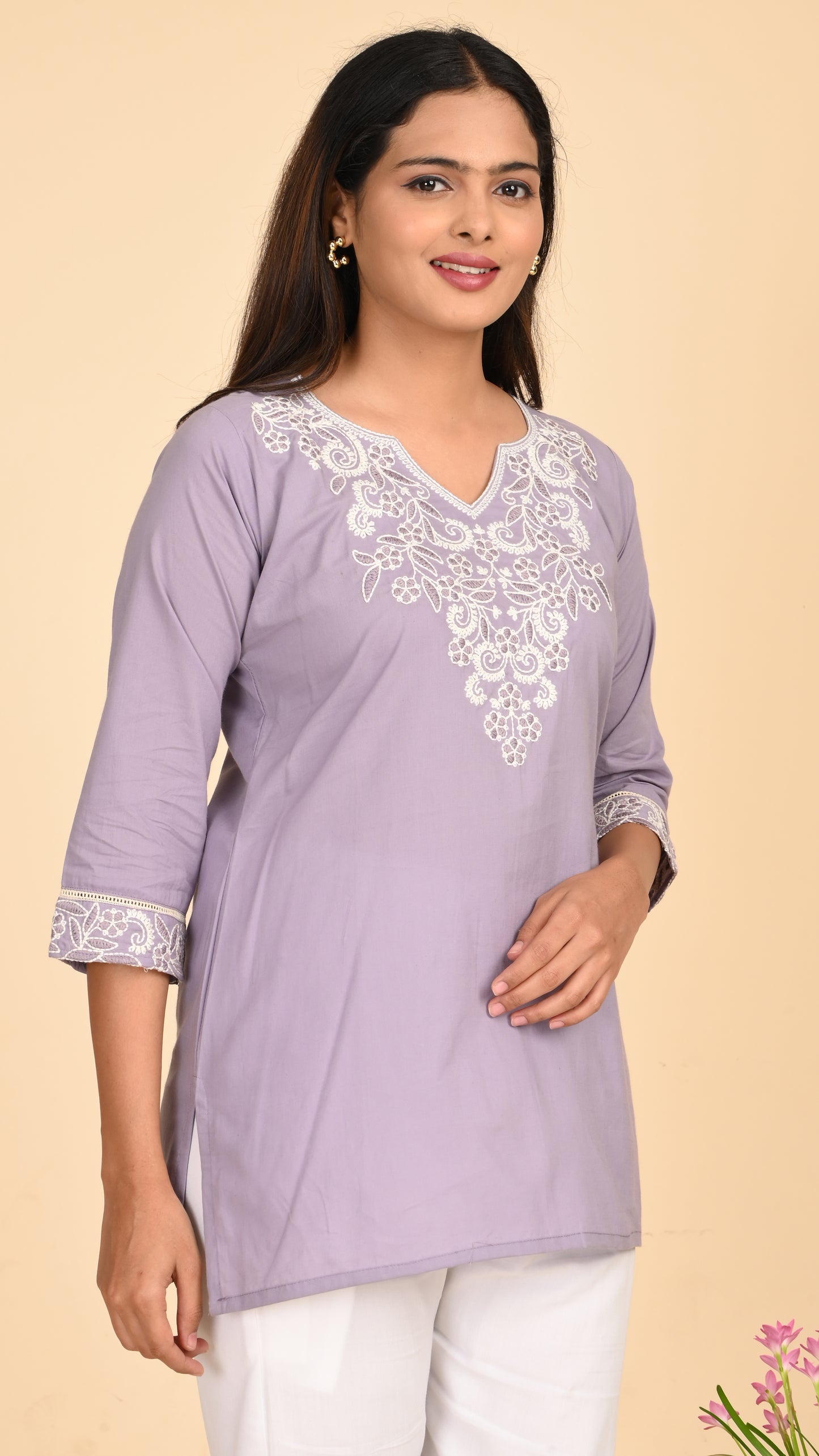 Maisha Lavender Grace Short Kurti Top