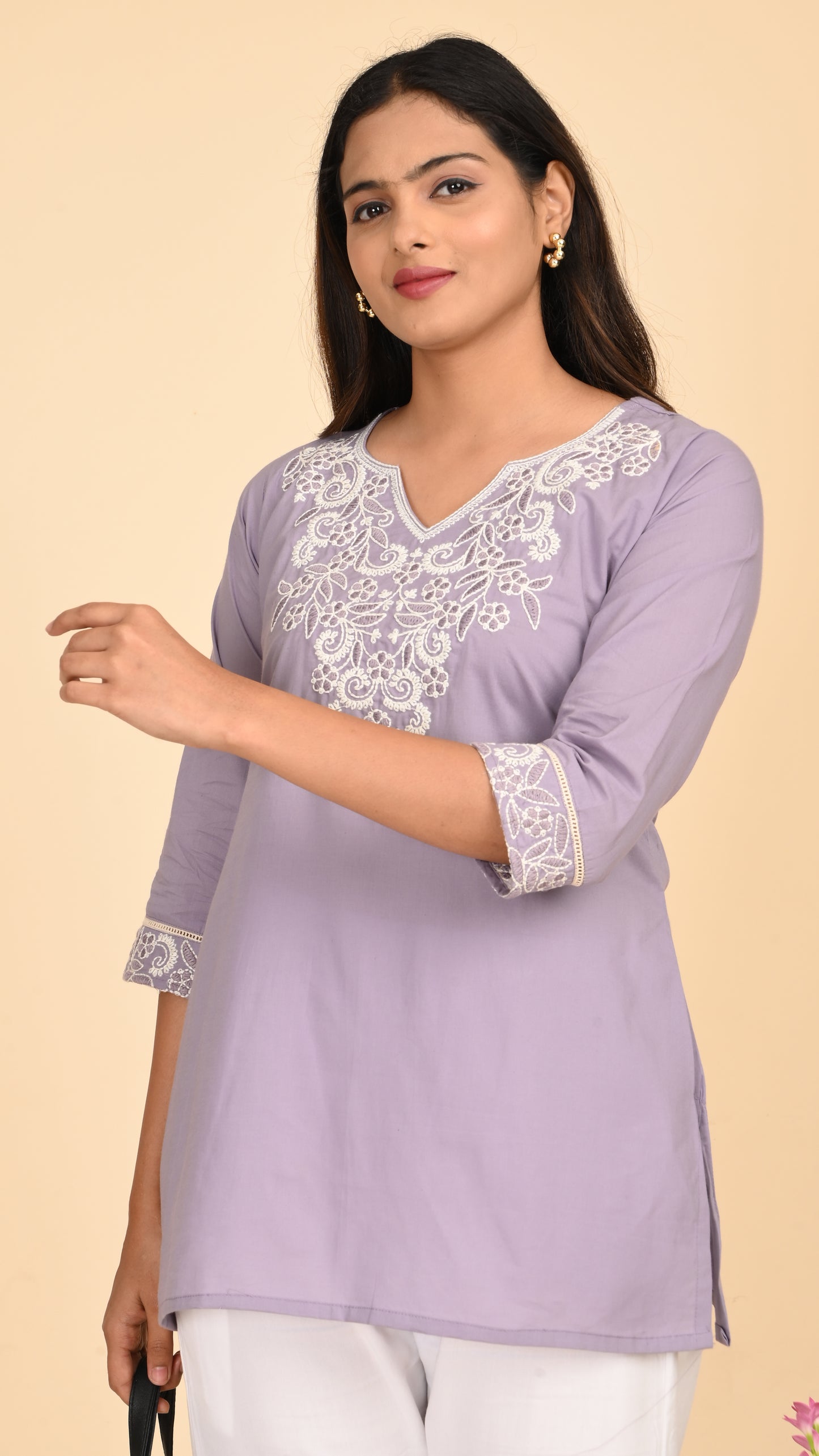 Maisha Lavender Grace Short Kurti Top