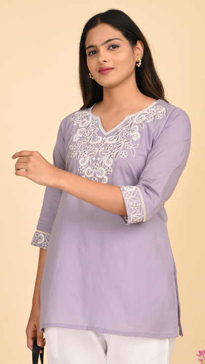 Maisha Lavender Grace Short Kurti Top