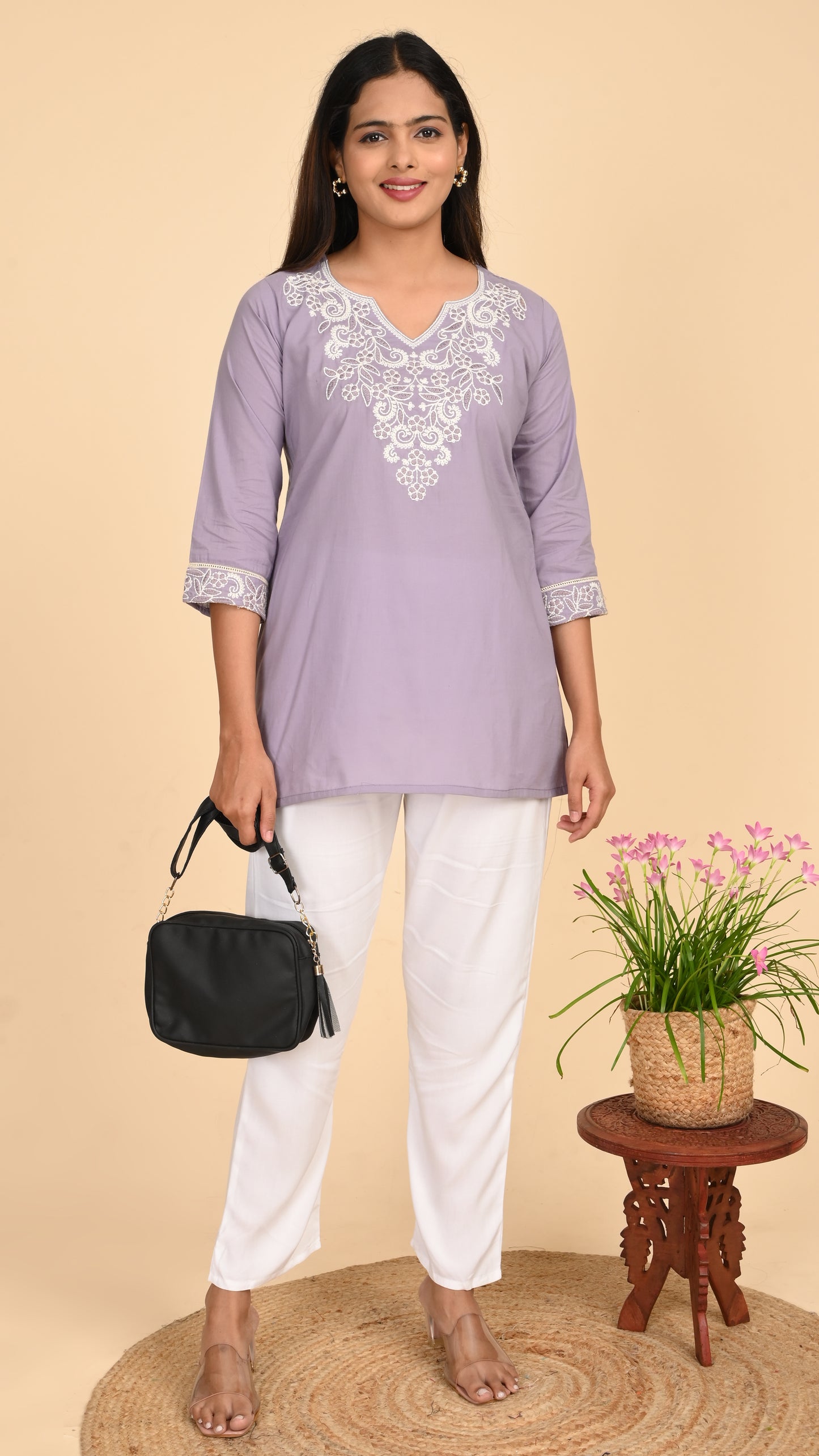 Maisha Lavender Grace Short Kurti Top