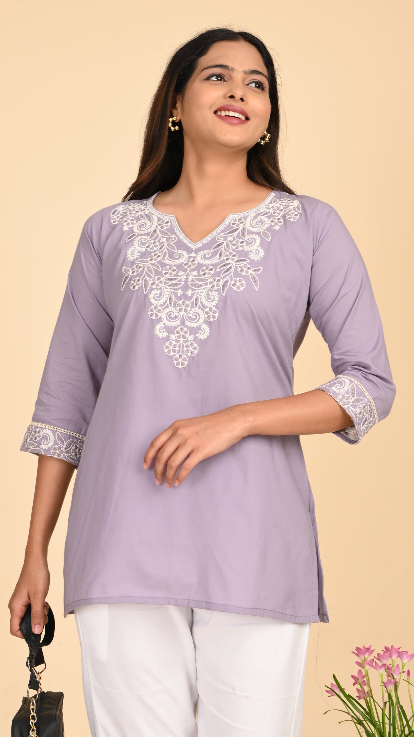 Maisha Lavender Grace Short Kurti Top