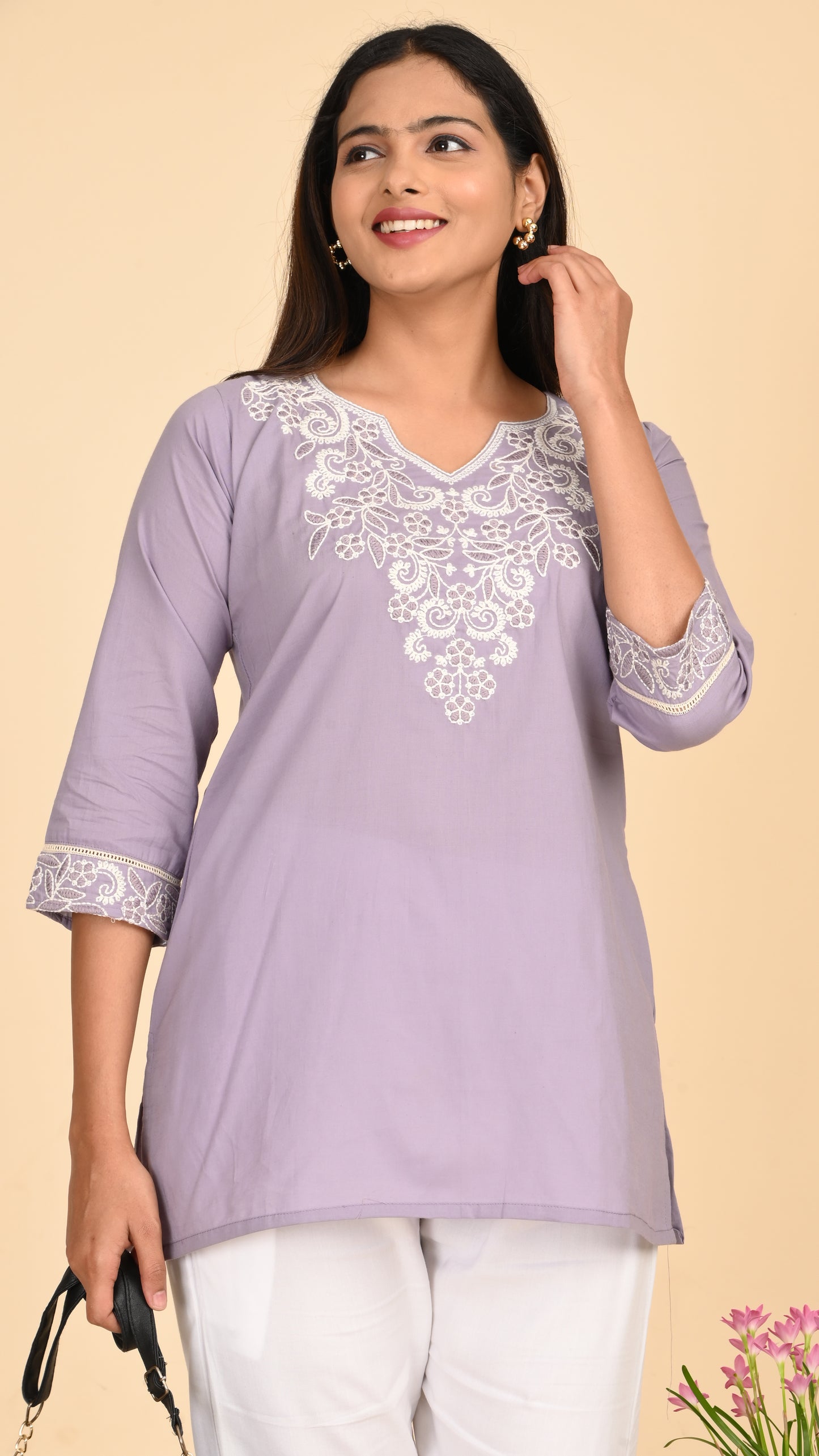 Maisha Lavender Grace Short Kurti Top