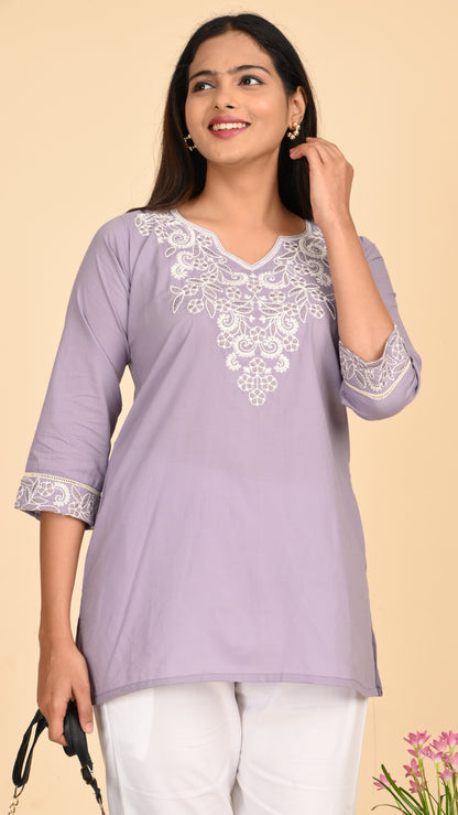Maisha Lavender Grace Short Kurti Top